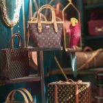 brown and white polka dot tote bag